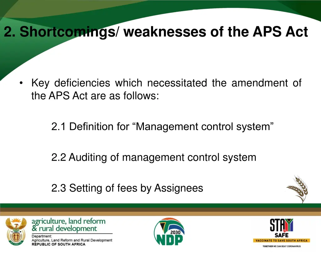 2 shortcomings weaknesses of the aps act