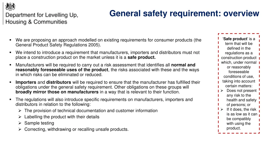 general safety requirement overview