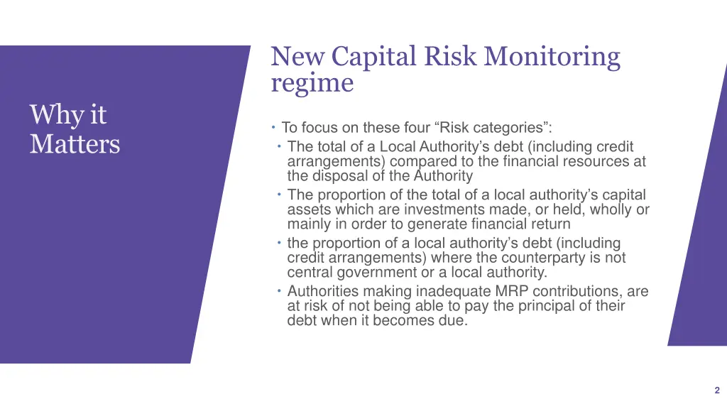 new capital risk monitoring regime