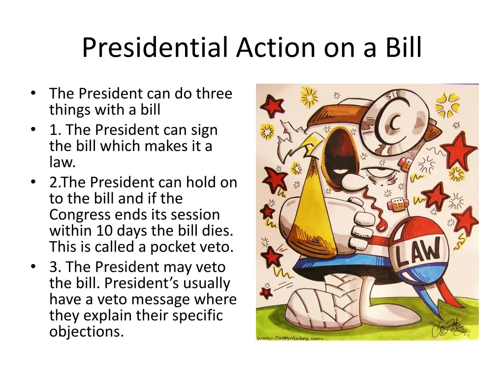 presidential action on a bill