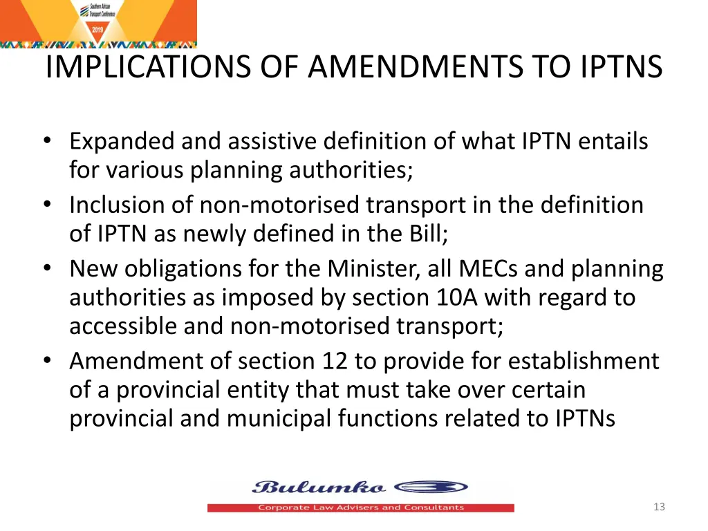 implications of amendments to iptns