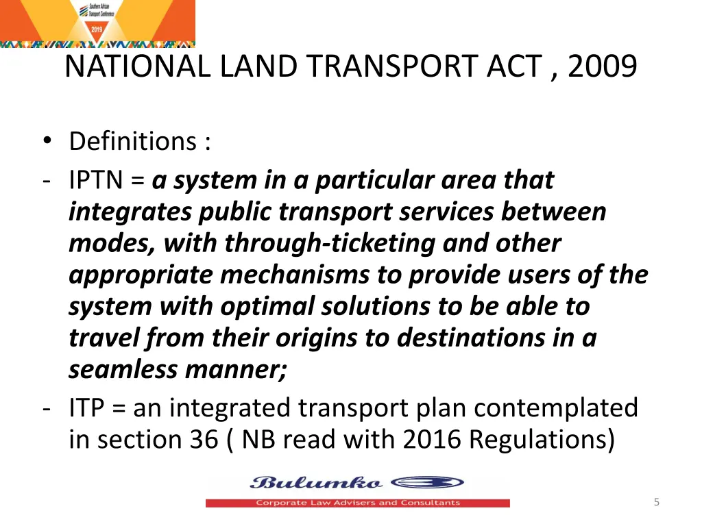 national land transport act 2009