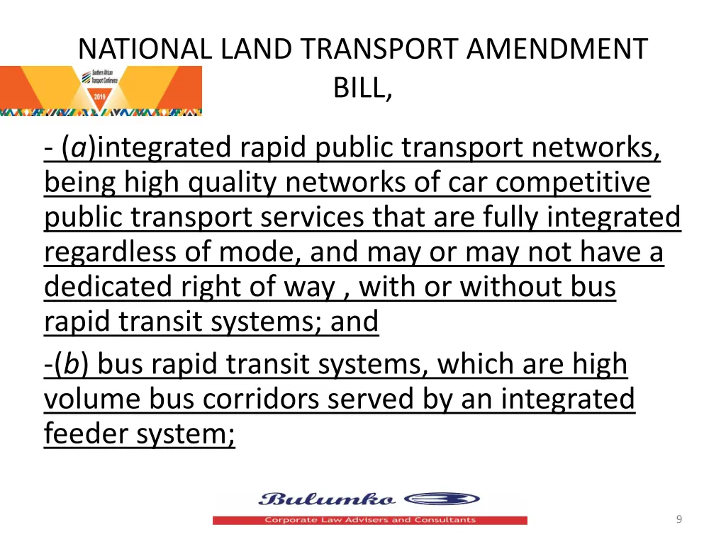 national land transport amendment bill 1