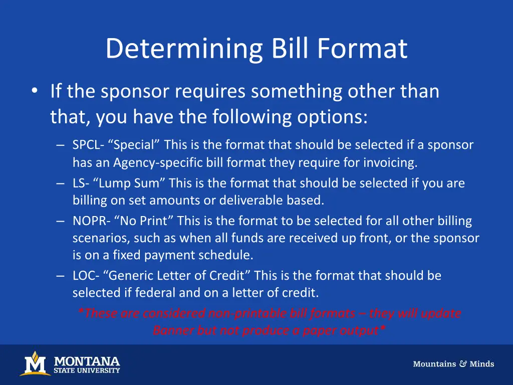 determining bill format 1