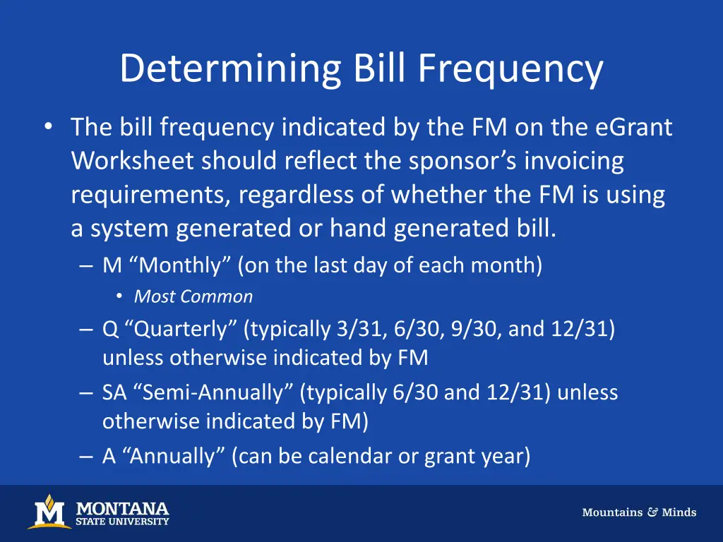 determining bill frequency