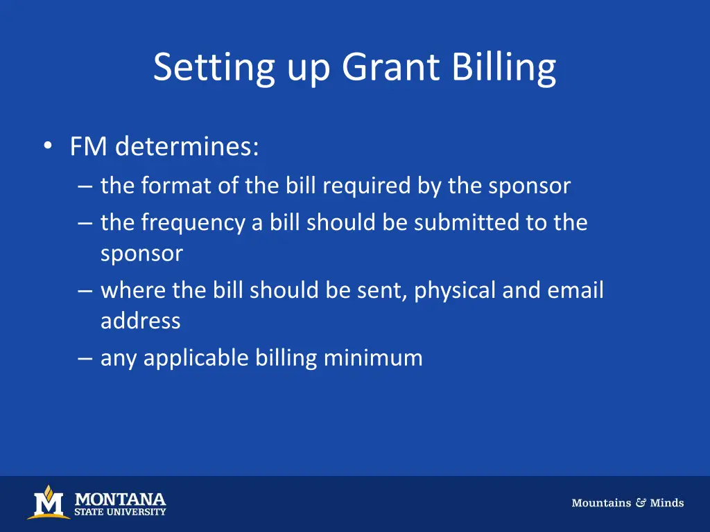 setting up grant billing 1