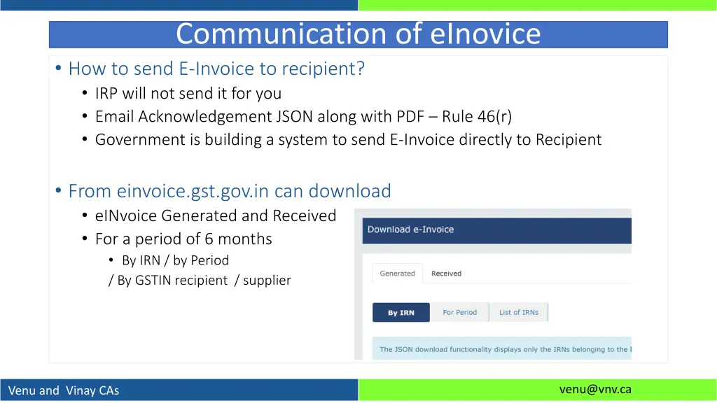 communication of einovice how to send e invoice