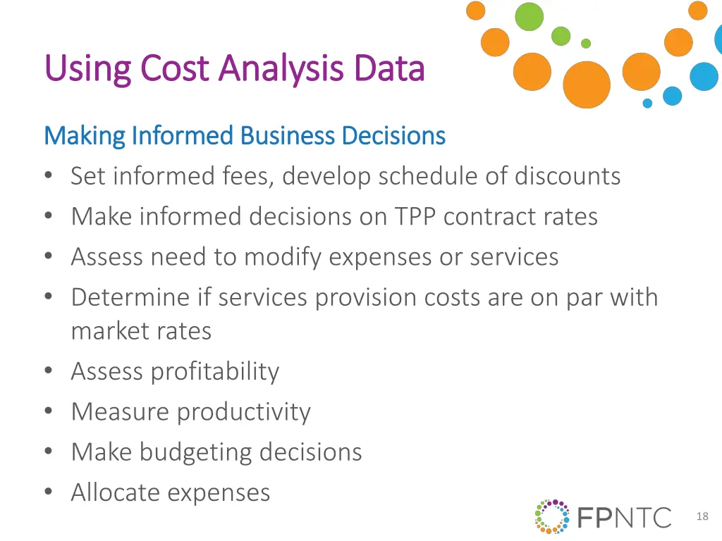 using cost analysis data using cost analysis data 1