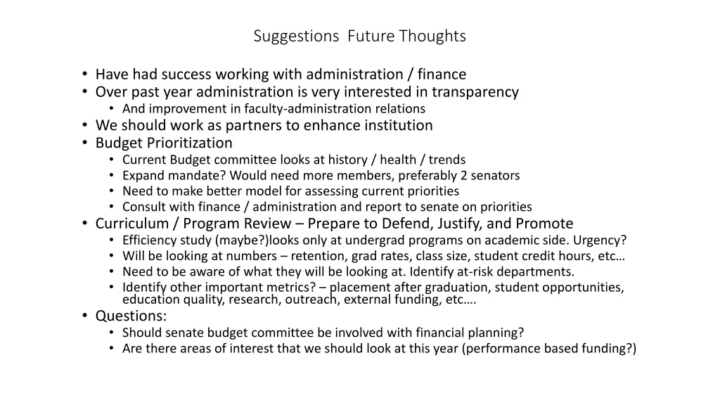 suggestions future thoughts