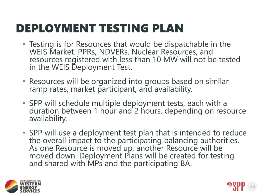 deployment testing plan testing is for resources