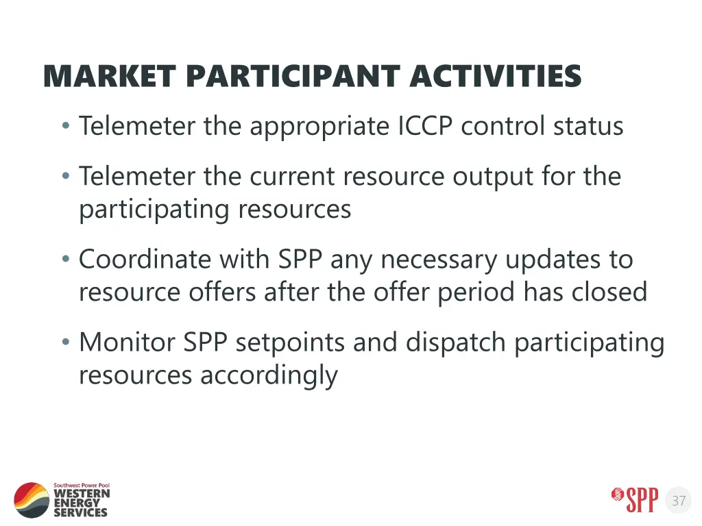 market participant activities telemeter