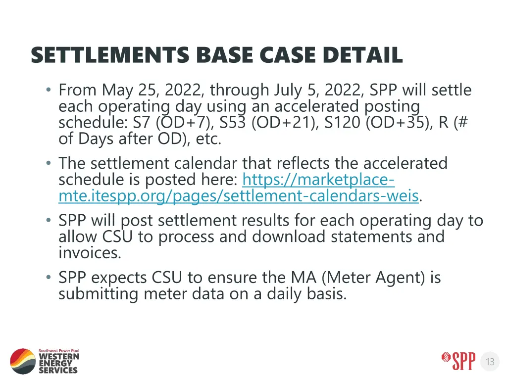 settlements base case detail from may 25 2022