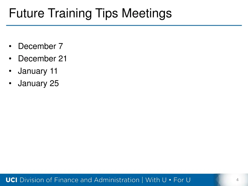 future training tips meetings