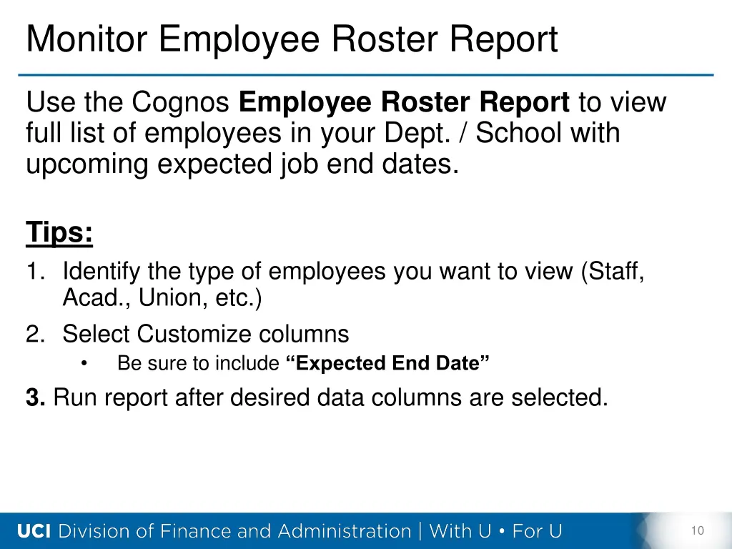 monitor employee roster report