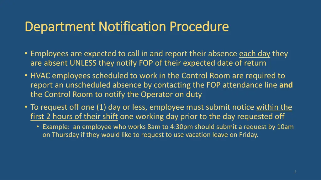 department notification procedure department