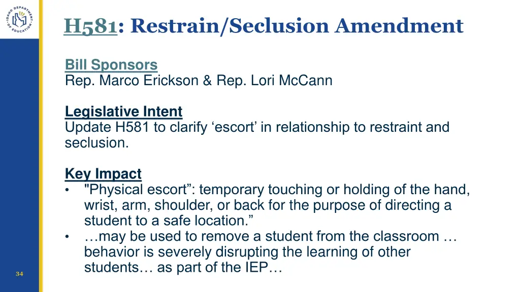 h581 restrain seclusion amendment