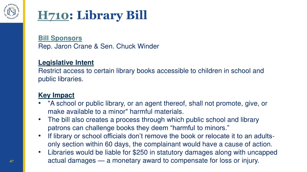 h710 library bill