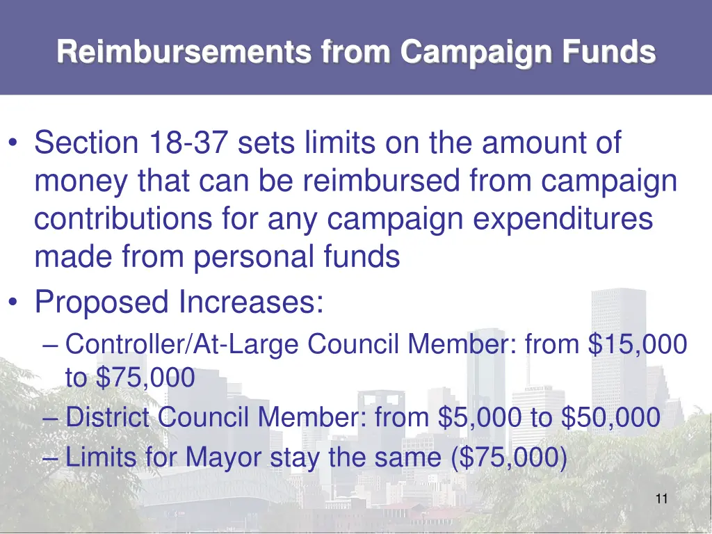 reimbursements from campaign funds