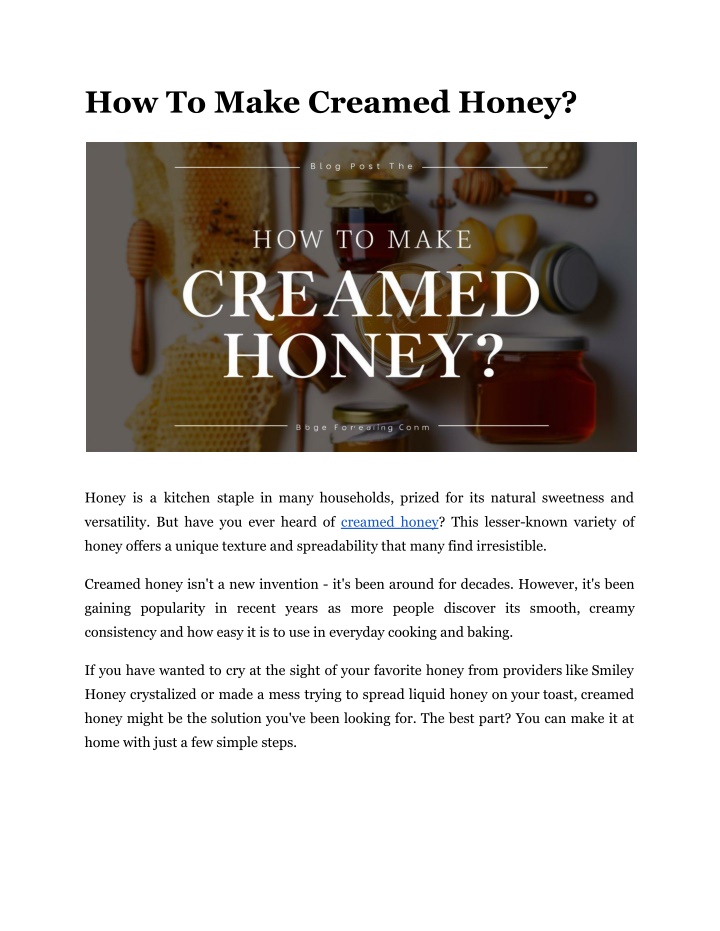 how to make creamed honey