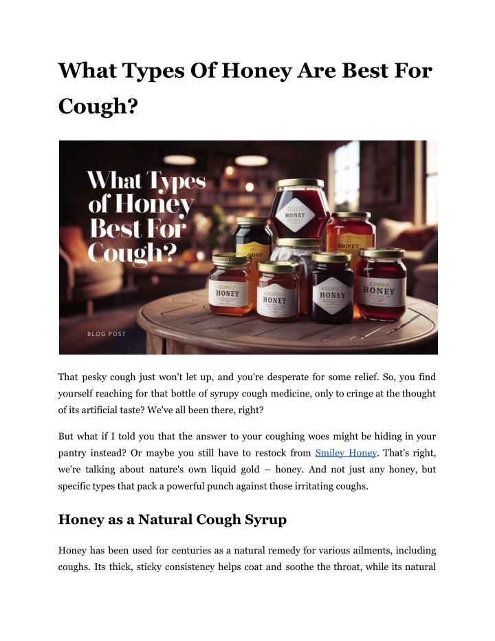 what types of honey are best for