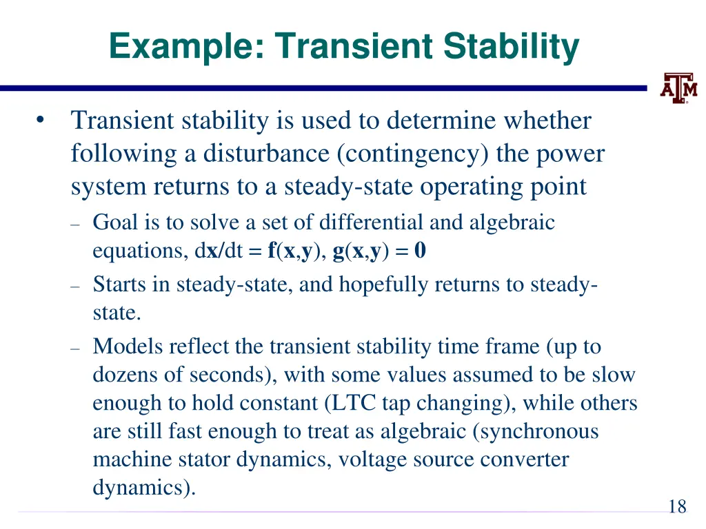 example transient stability