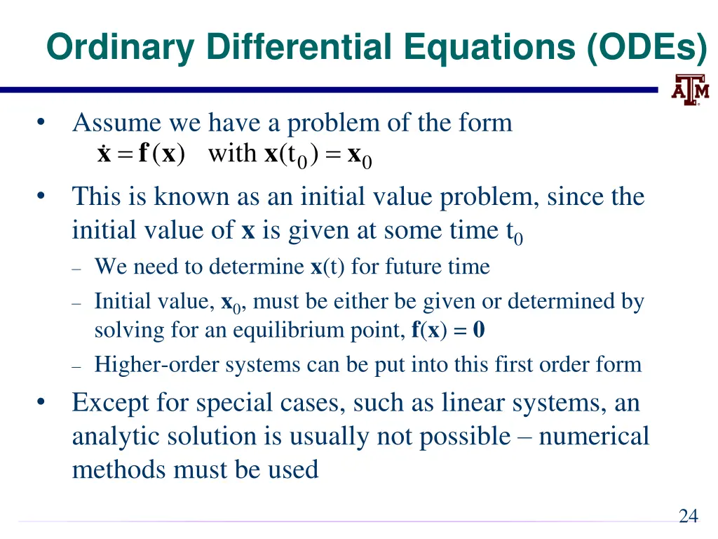 ordinary differential equations odes