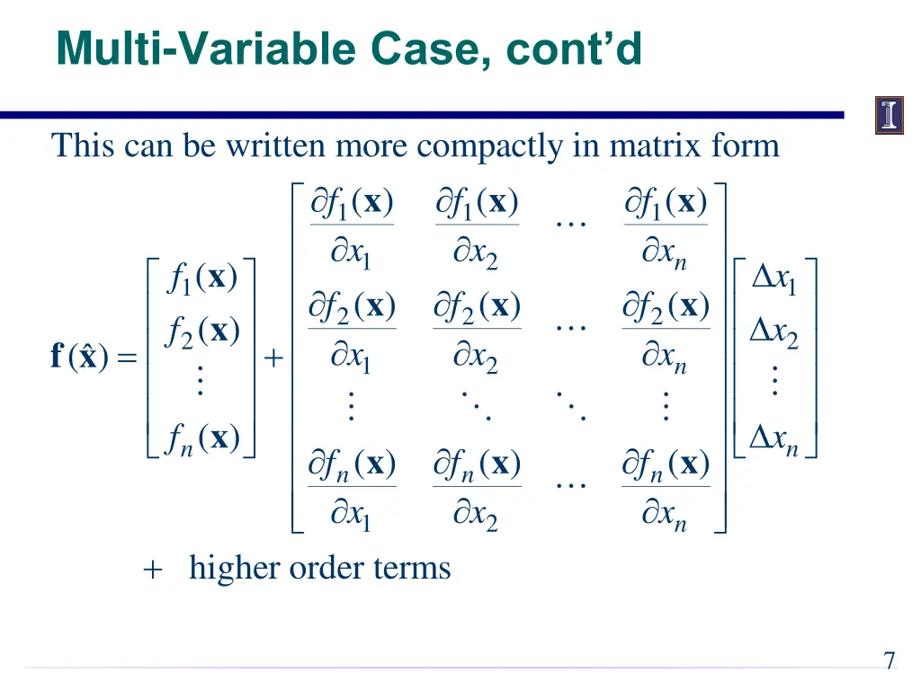 multi variable case cont d 1