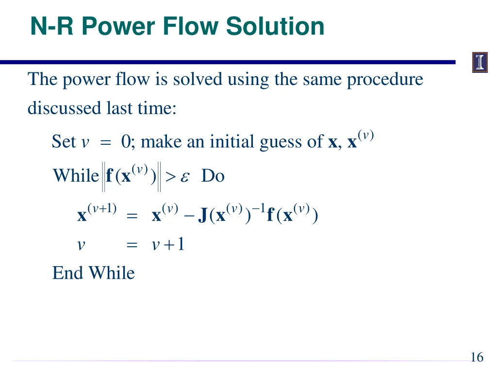 n r power flow solution