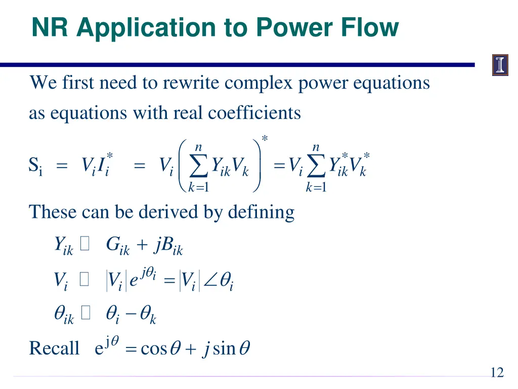 nr application to power flow