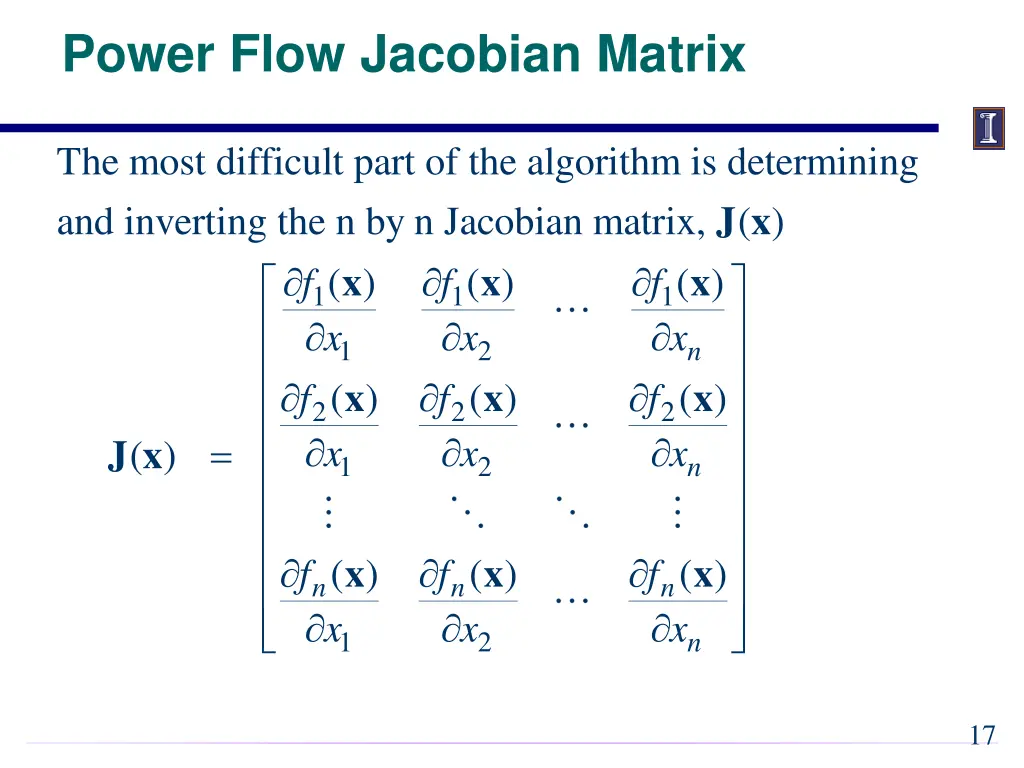 power flow jacobian matrix