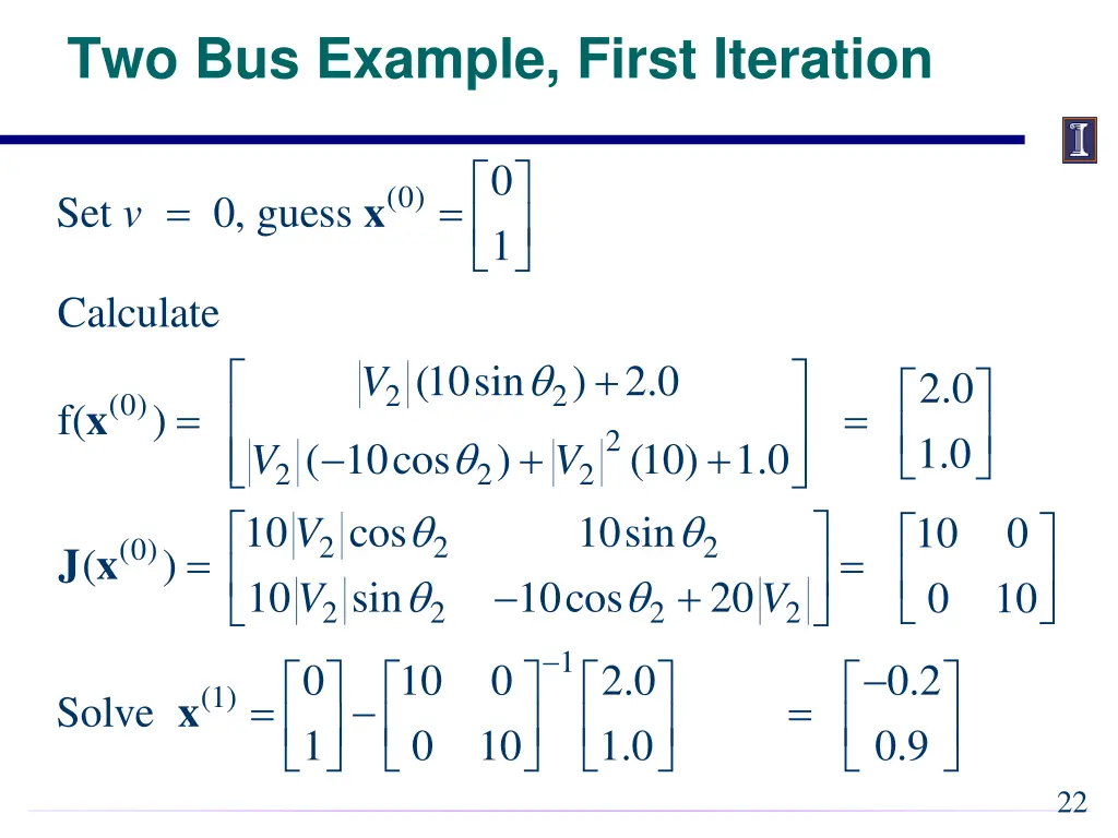 two bus example first iteration