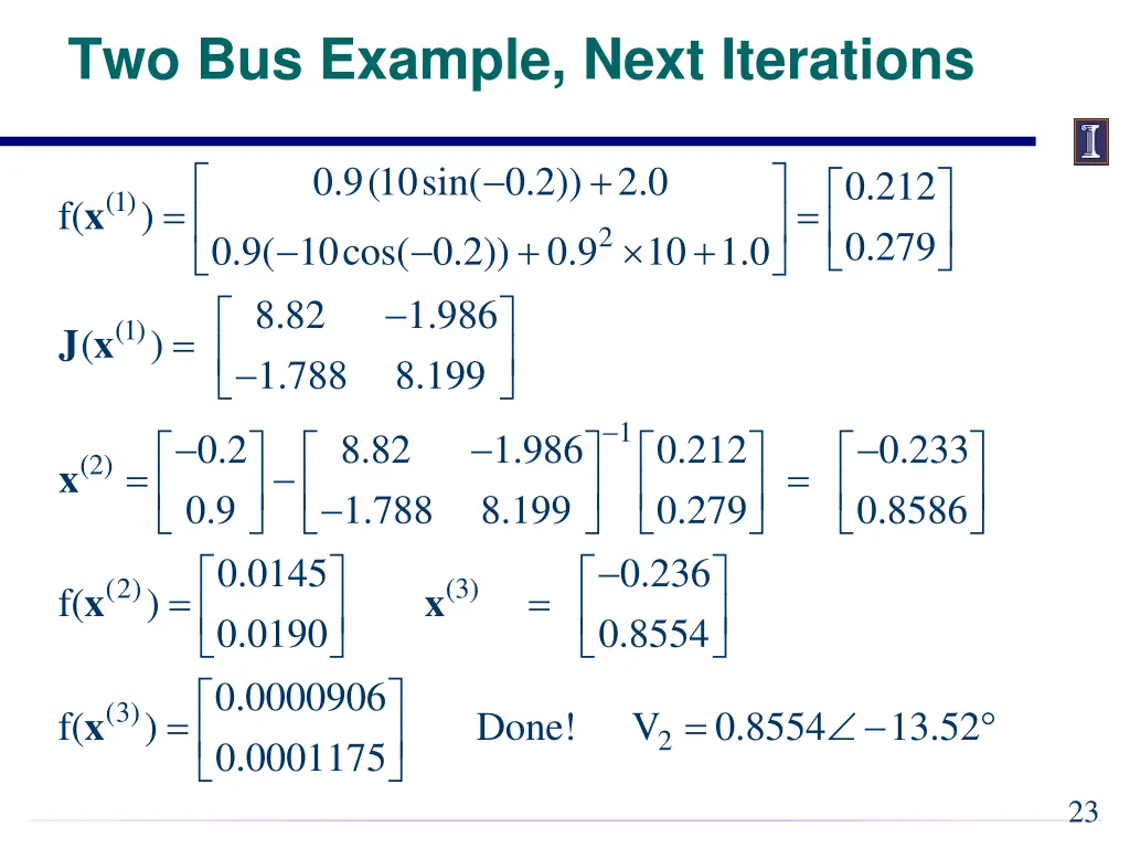 two bus example next iterations