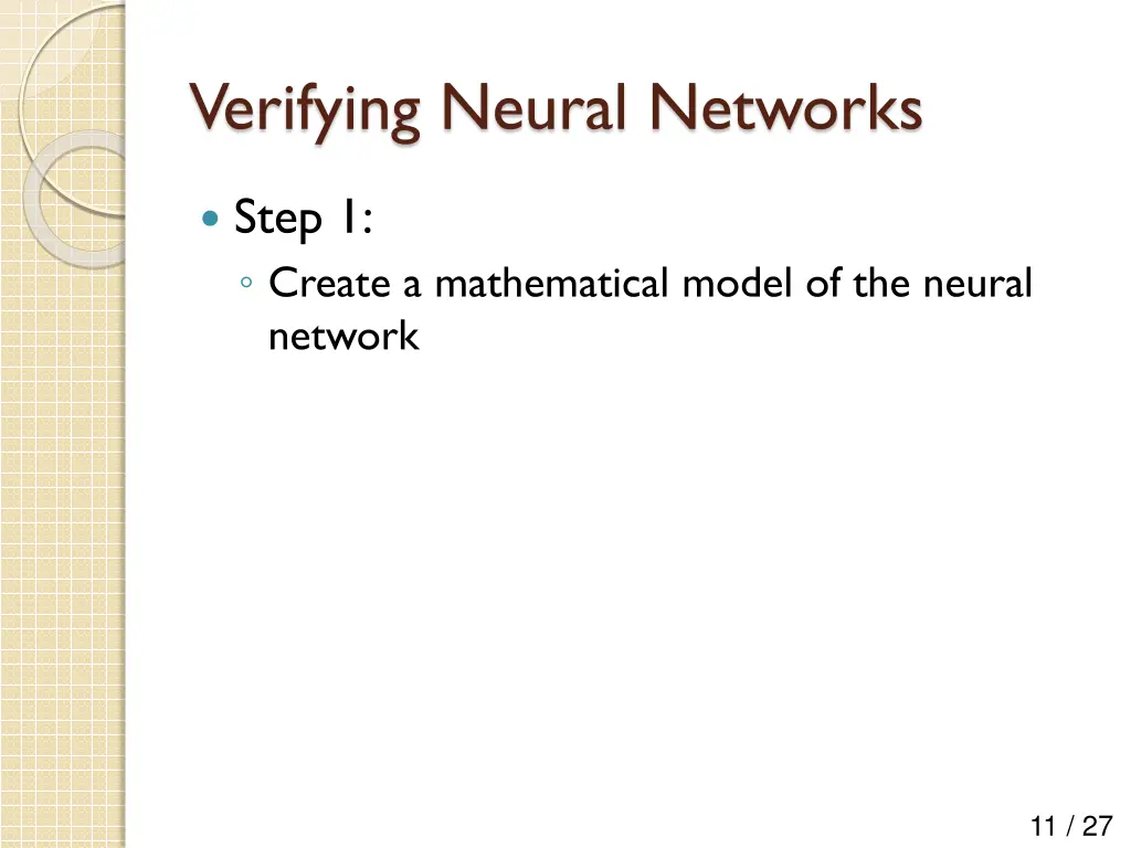 verifying neural networks