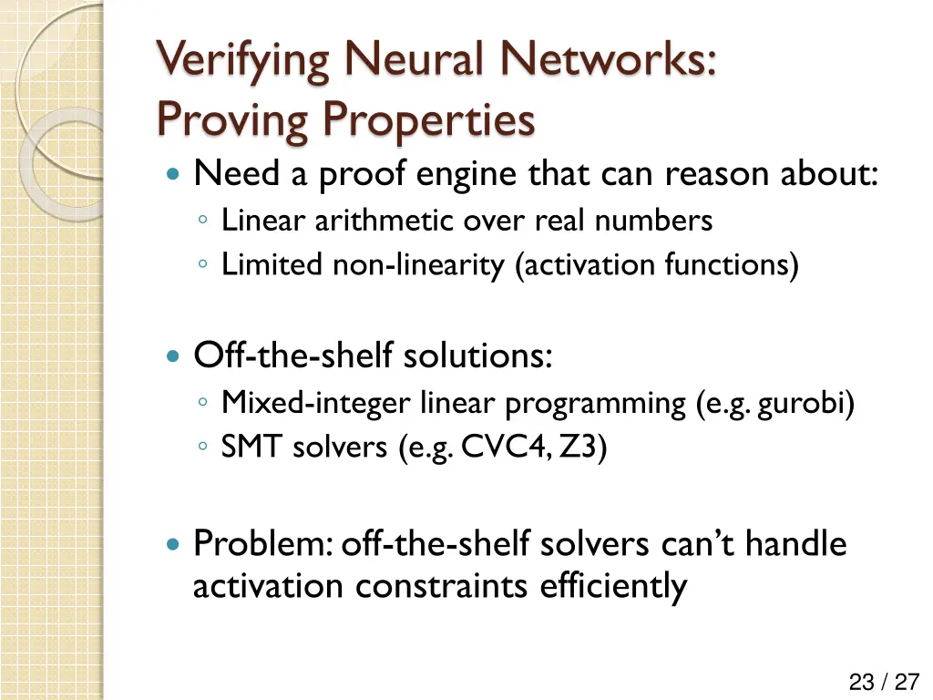 verifying neural networks proving properties need