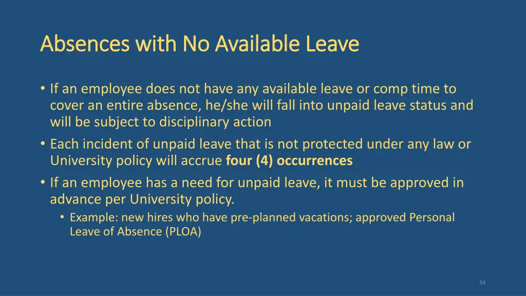 absences with no available leave absences with