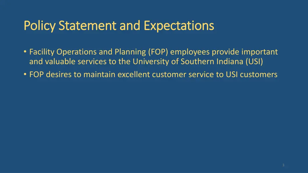 policy statement and expectations policy