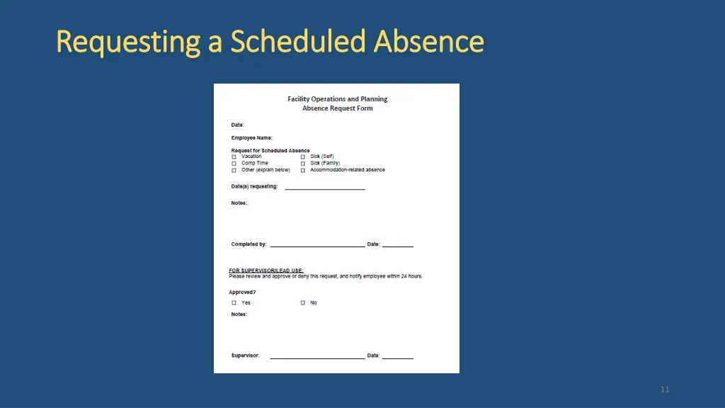 requesting a scheduled absence requesting 3