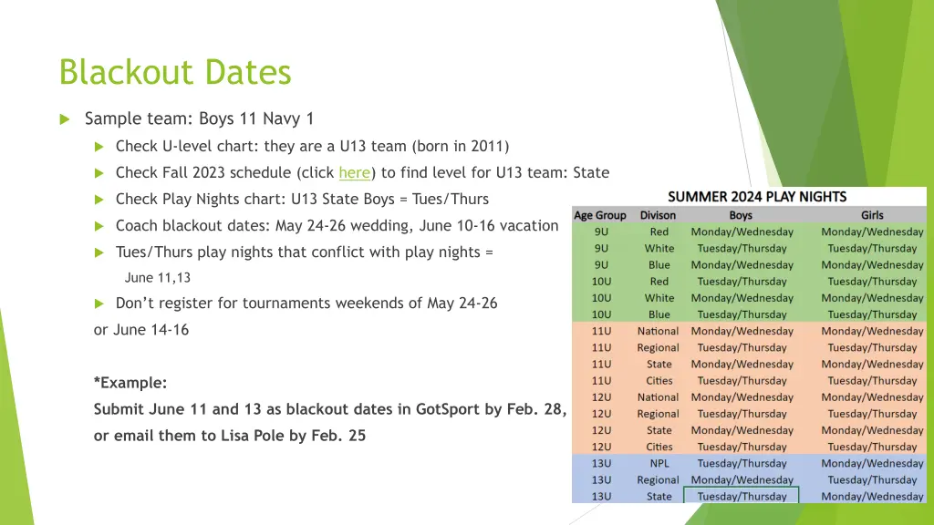 blackout dates 1