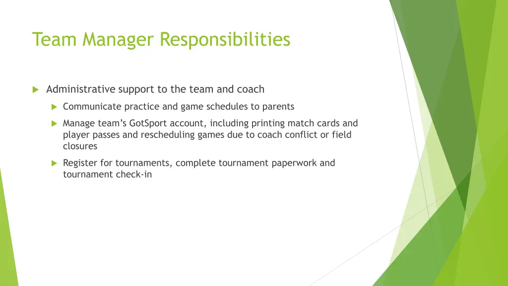 team manager responsibilities