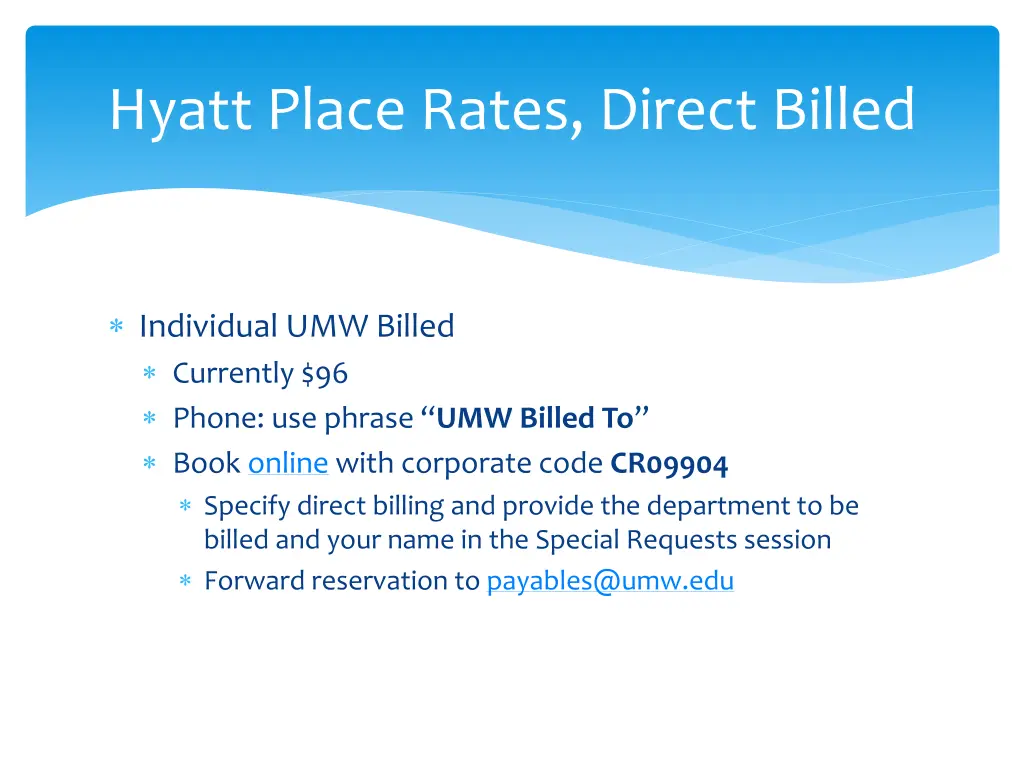 hyatt place rates direct billed