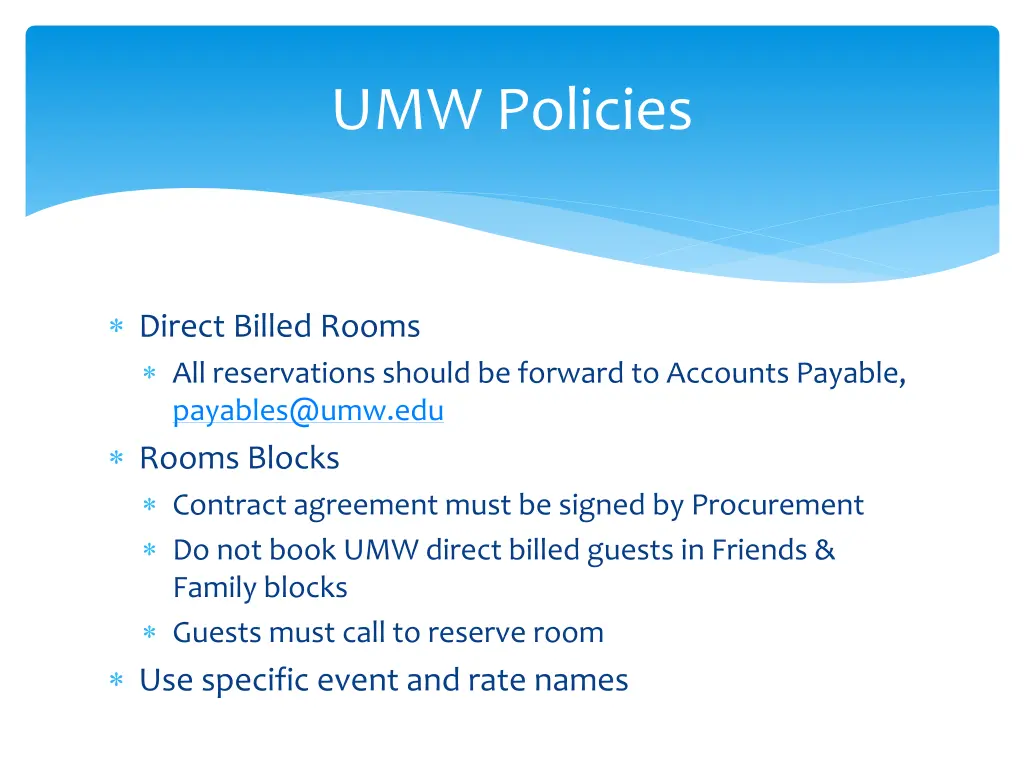 umw policies