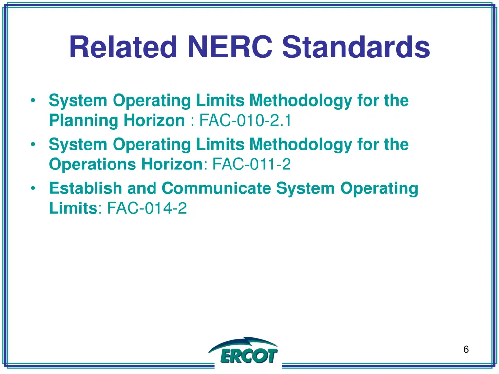 related nerc standards