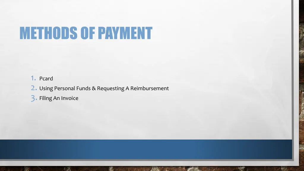 methods of payment