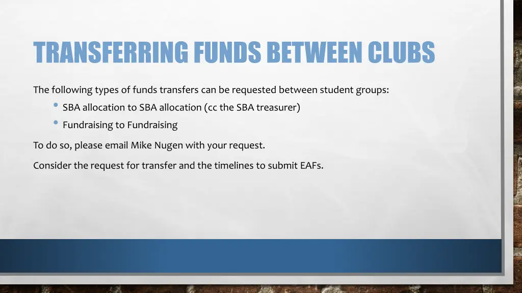 transferring funds between clubs