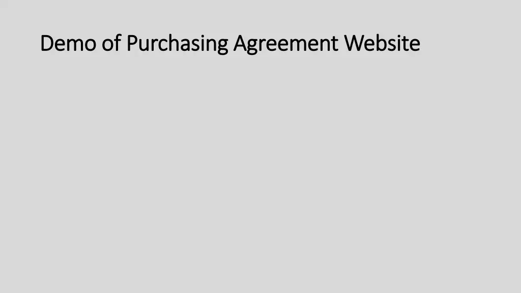 demo of purchasing agreement website demo