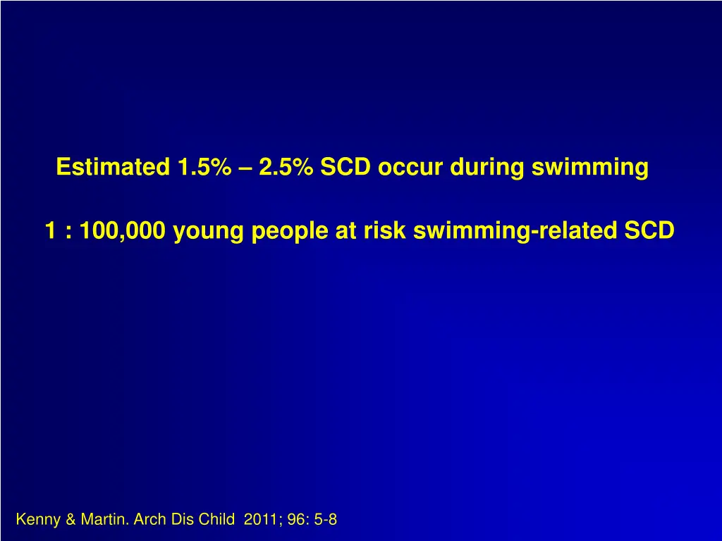 estimated 1 5 2 5 scd occur during swimming