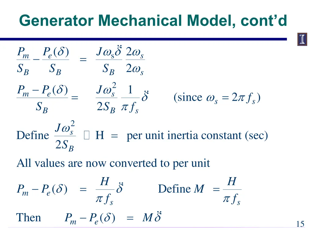 generator mechanical model cont d 2