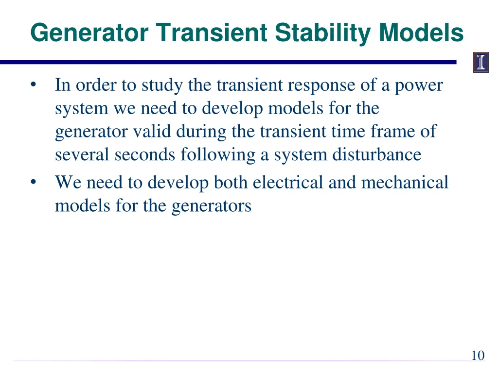 generator transient stability models