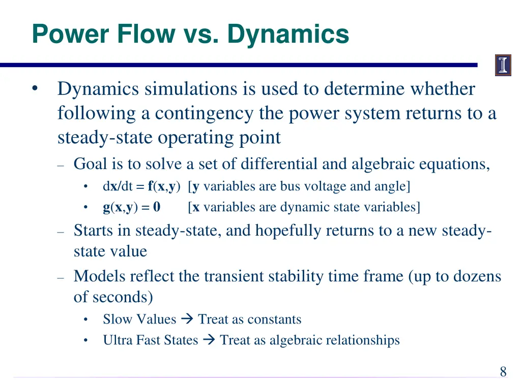 power flow vs dynamics