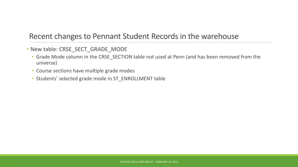 recent changes to pennant student records